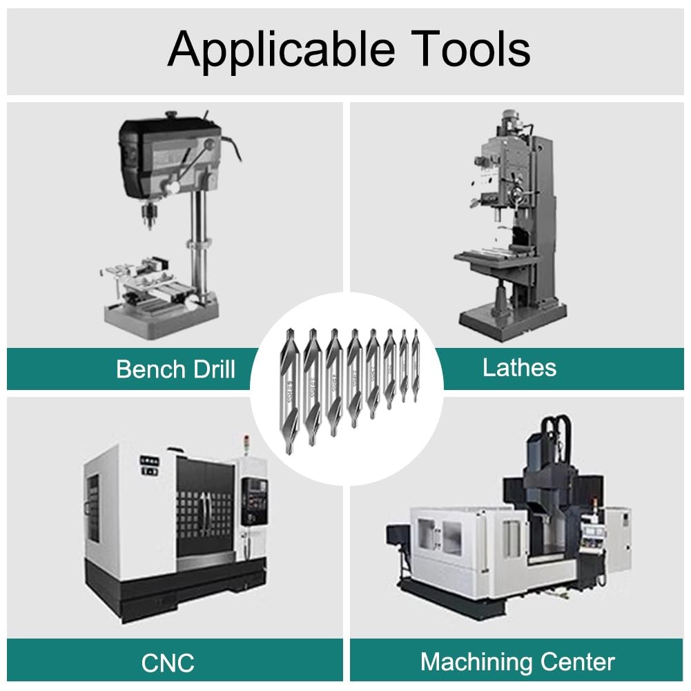 SeonFook 8 PCS Center Drill Bits Set, 1.0, 1.5, 2.0, 2.5, 3.0, 4.0, 5.0, 6.0