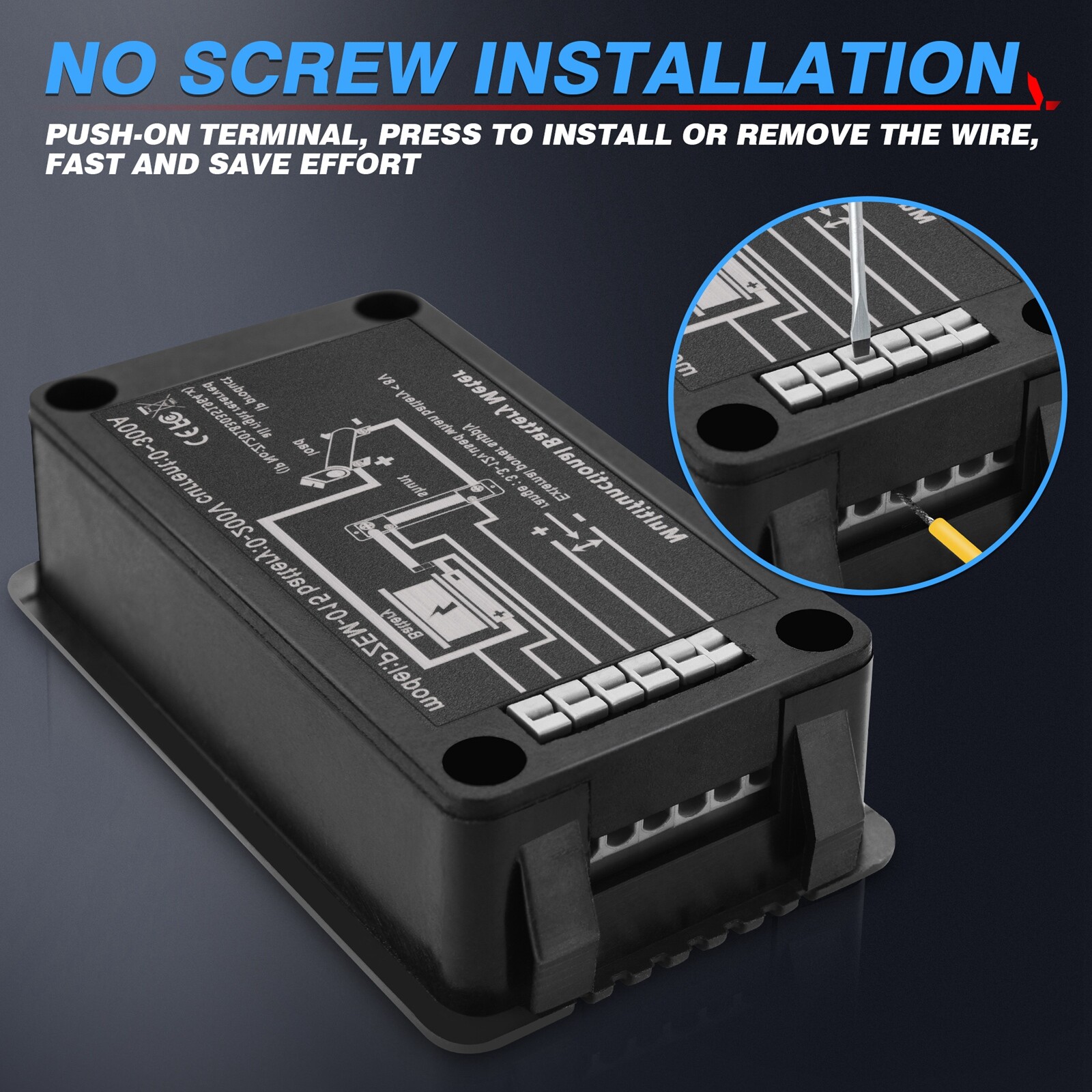 LCD Display DC Battery Monitor Meter 0-200V Volt Amp For Car RV Solar 100A Shunt