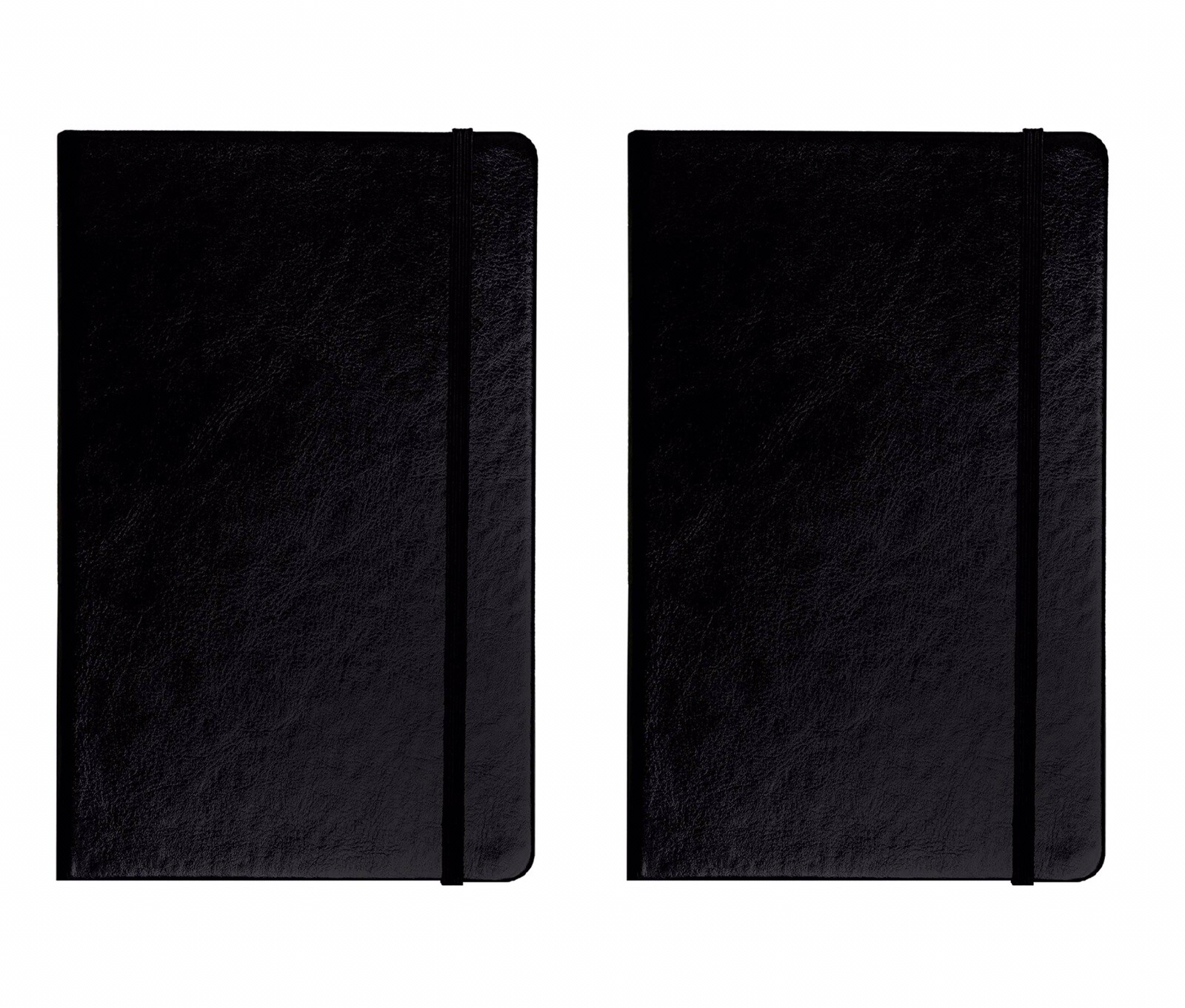 Hard Cover Lined/Dotted Journals 2 Pack Black Leather Notebooks- Thick Diary