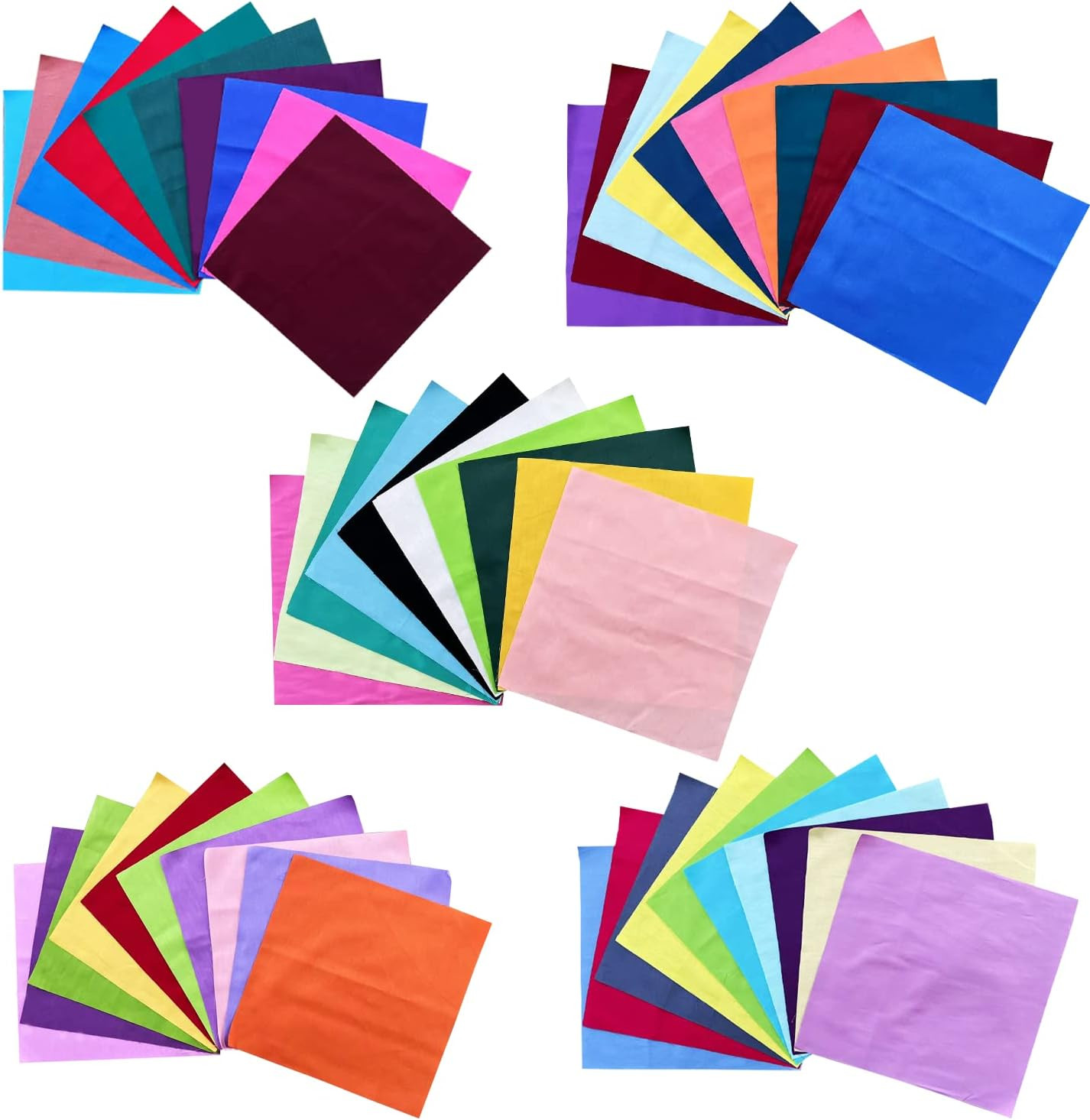 50PCS 10 x 10 inch Solid 100% Cotton Fat Quarters Fabric for Sewing and Quilting