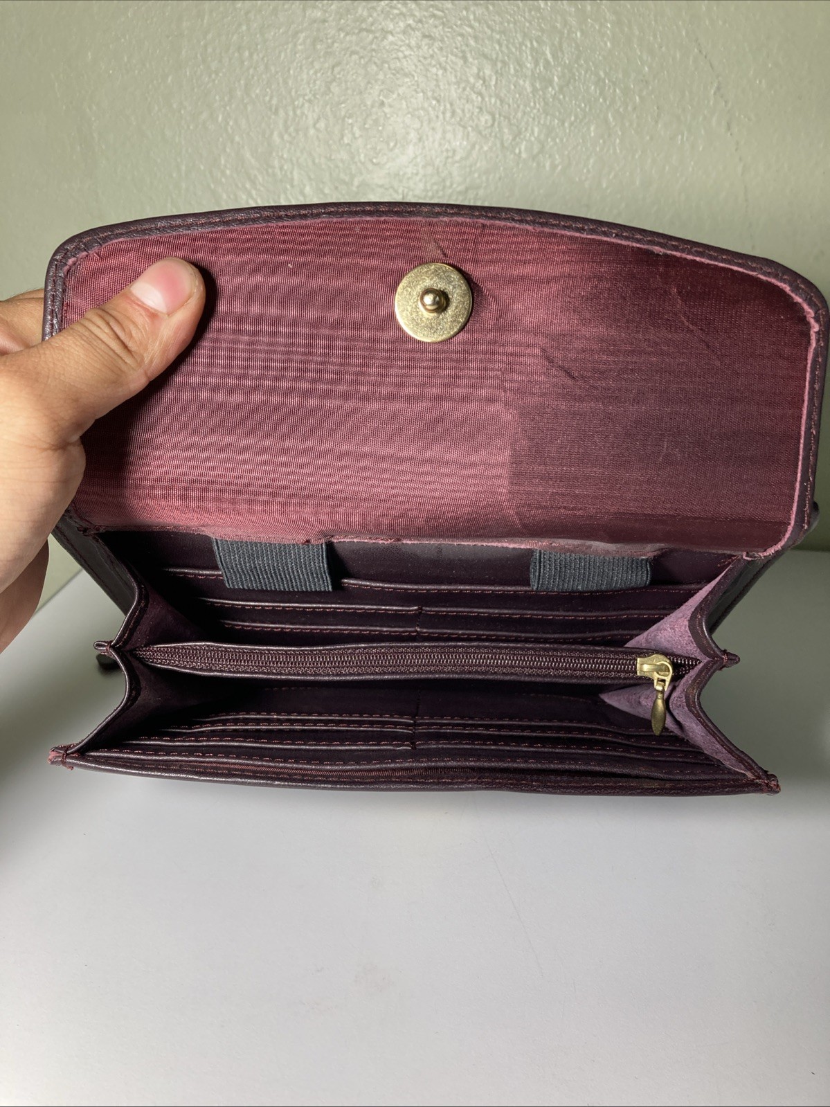 Franklin Quest Compact Burgundy Nappa Leather Zip around Planner 6 Rings
