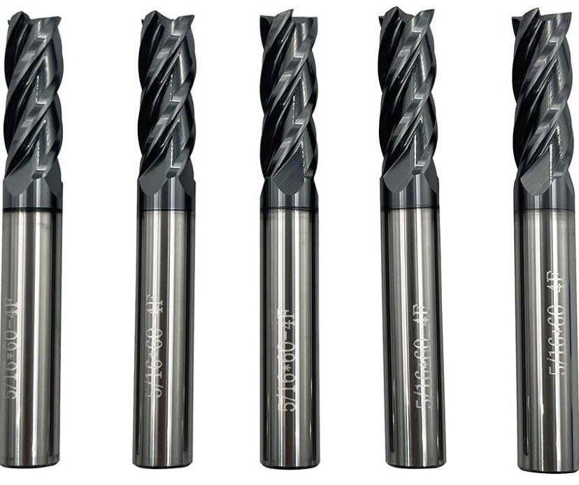 5 PCS 5/16″ 4 Flutes Square 45° Helix Carbide End Mill Bit AlTiCrN Coated HRC 50