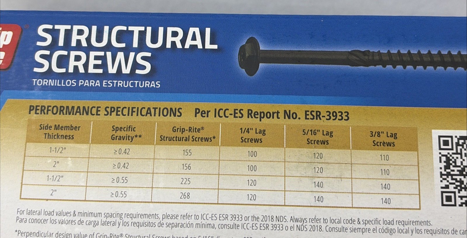 Grip Rite® 3/8″ x 3-1/2″ Dual-Drive Structural Wood Screw – 50 Count
