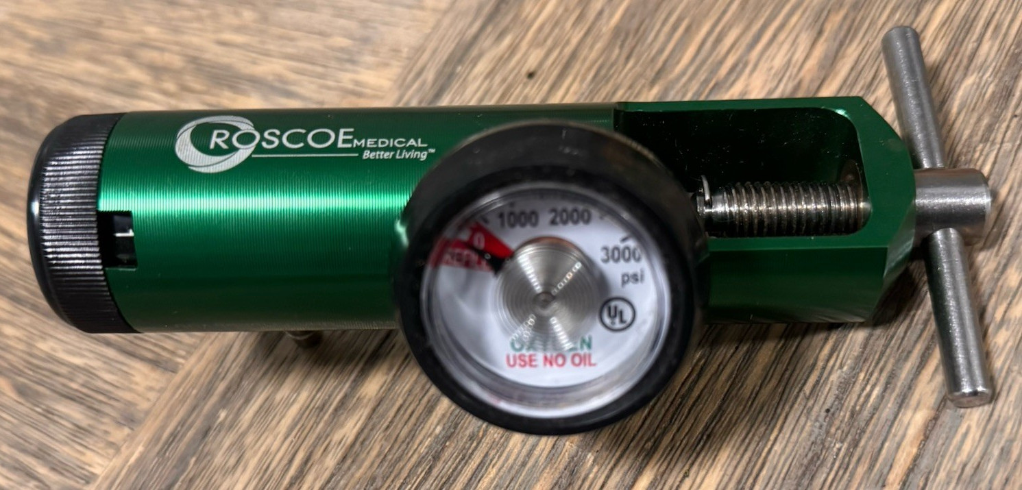 Roscoe Medical Oxygen Regulator w/ Pressure Gauge 0-3000 PSI Respiratory