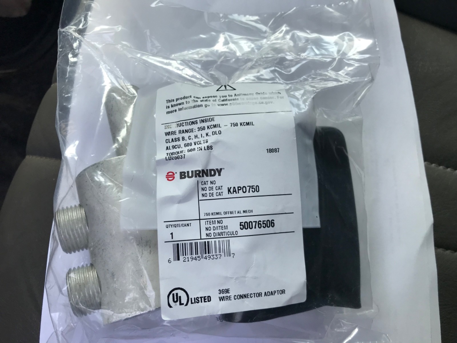 Burndy – KAPO750 – 750 KCMIL OFFSET AL MECH PIN ADAPTOR – (Pack of 1)