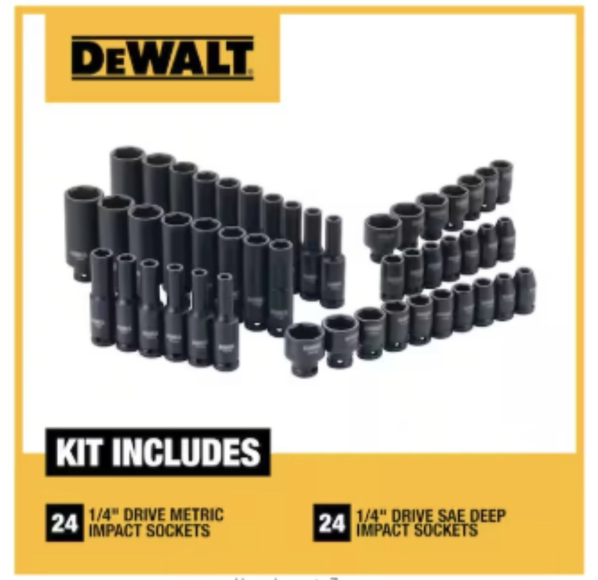 DEWALT DWMT81534 1/4″ Drive Deep Impact Socket Set SAE & Metric w/ Foam Tray