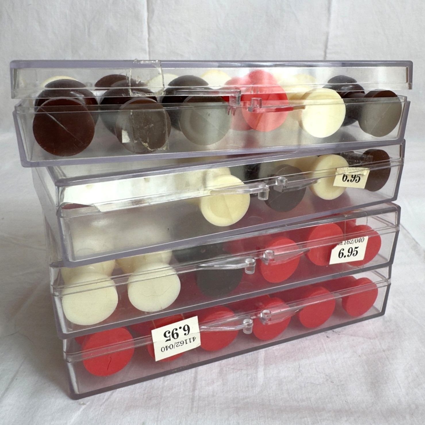 MCM Pop-Art LARGE 2″ PUSH-PINS Red BROWN White HONG KONG Retro OFFICE Supplies