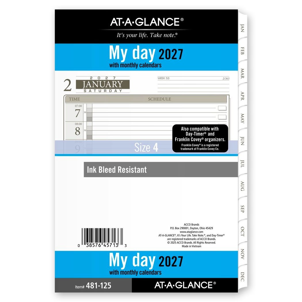 2026 At-A-Glance 481-125 Daily Monthly Planner Refill, Size 4, 5-1/2 x 8-1/2″