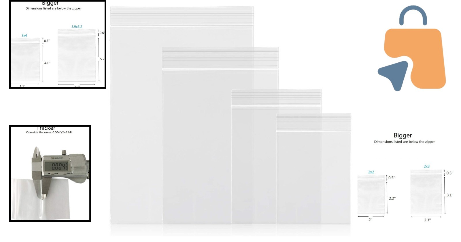 Clear Resealable Plastic Bags – 400 Pack, 4 Sizes, Perfect for Everyday Use