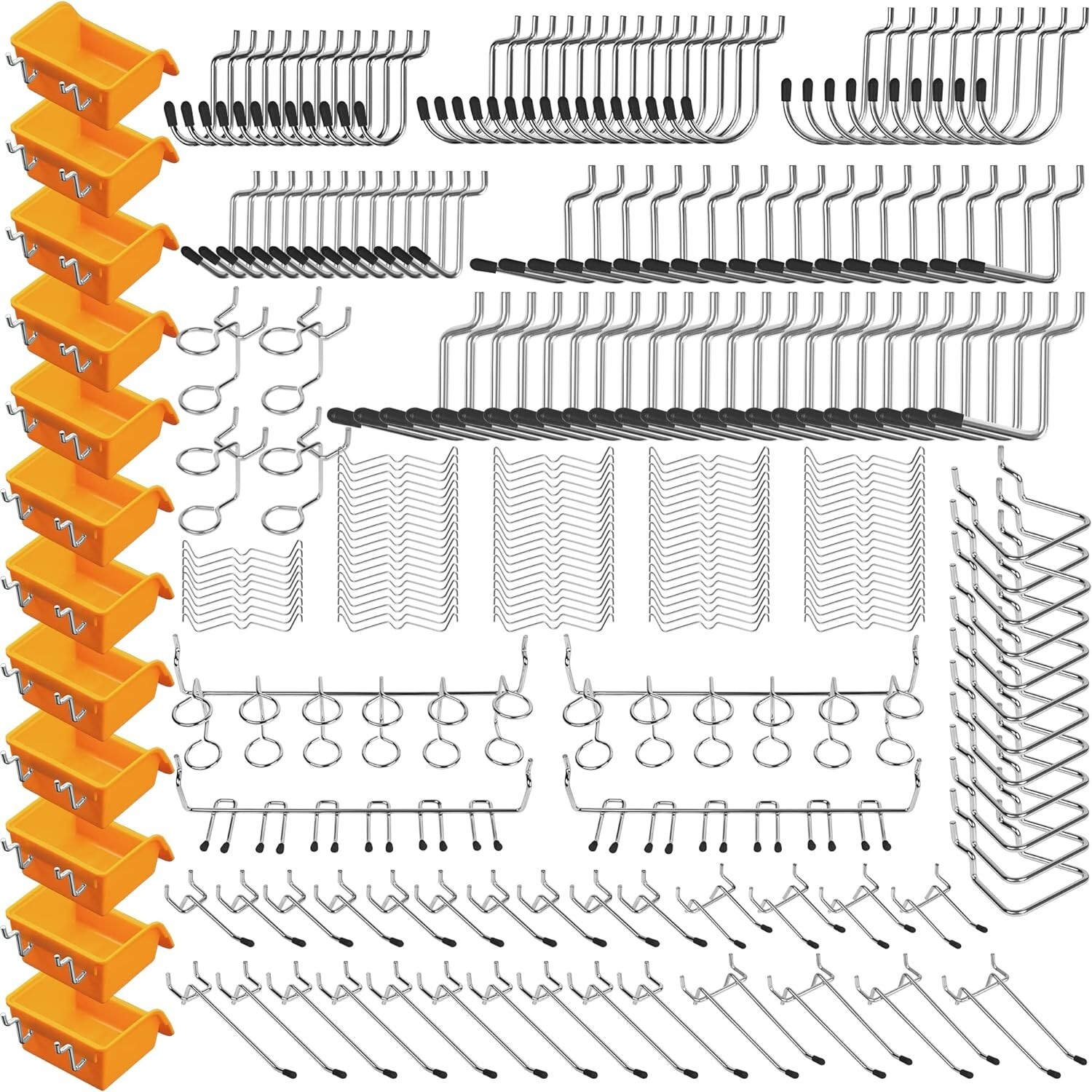 260 PCS Peg Board Kit Assortment Accessories Tool Metal Hook Pegboard Organizer