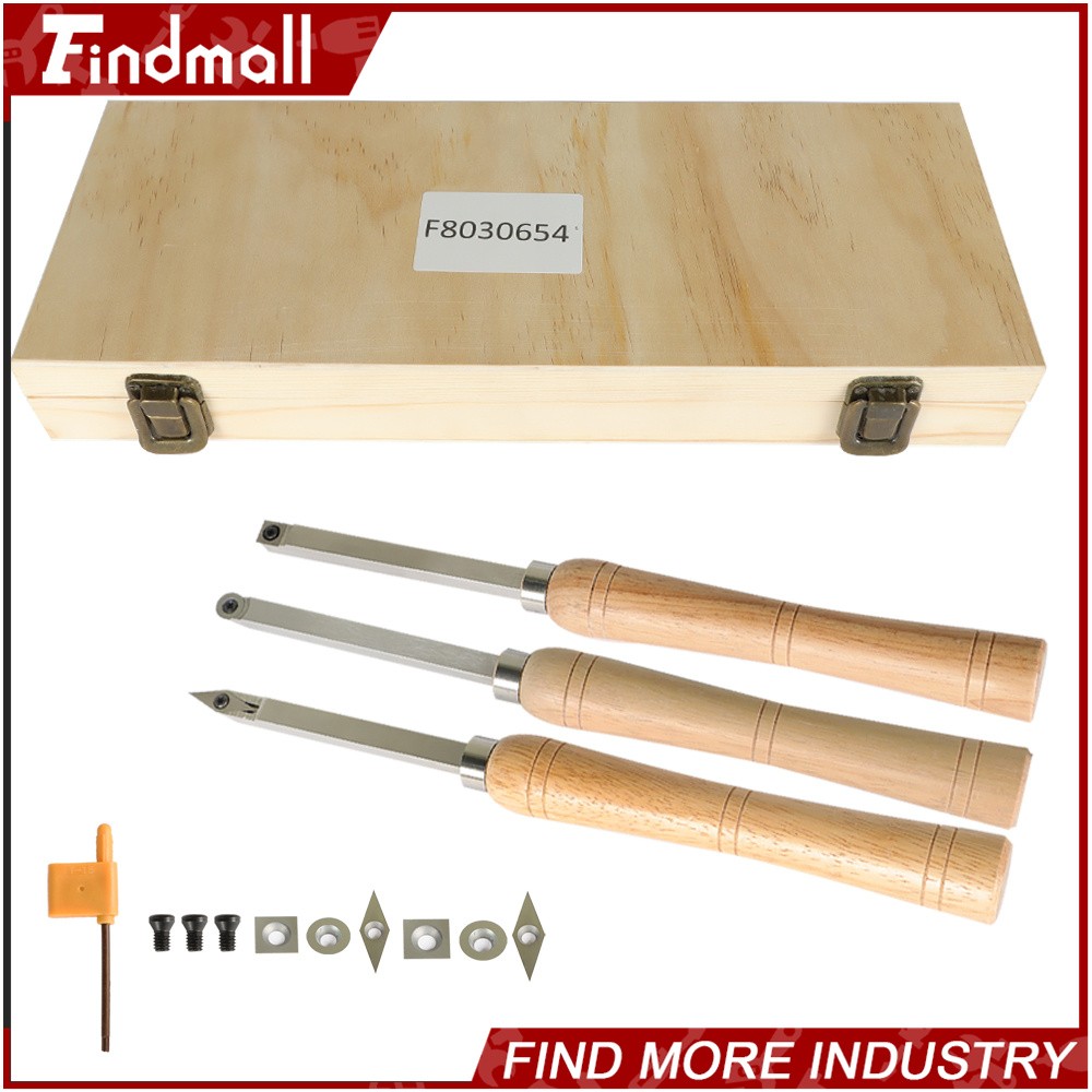 Findmall 3Piece Set Carbide Woodturning Tool Mini Size W/ Comfort Grip Handles