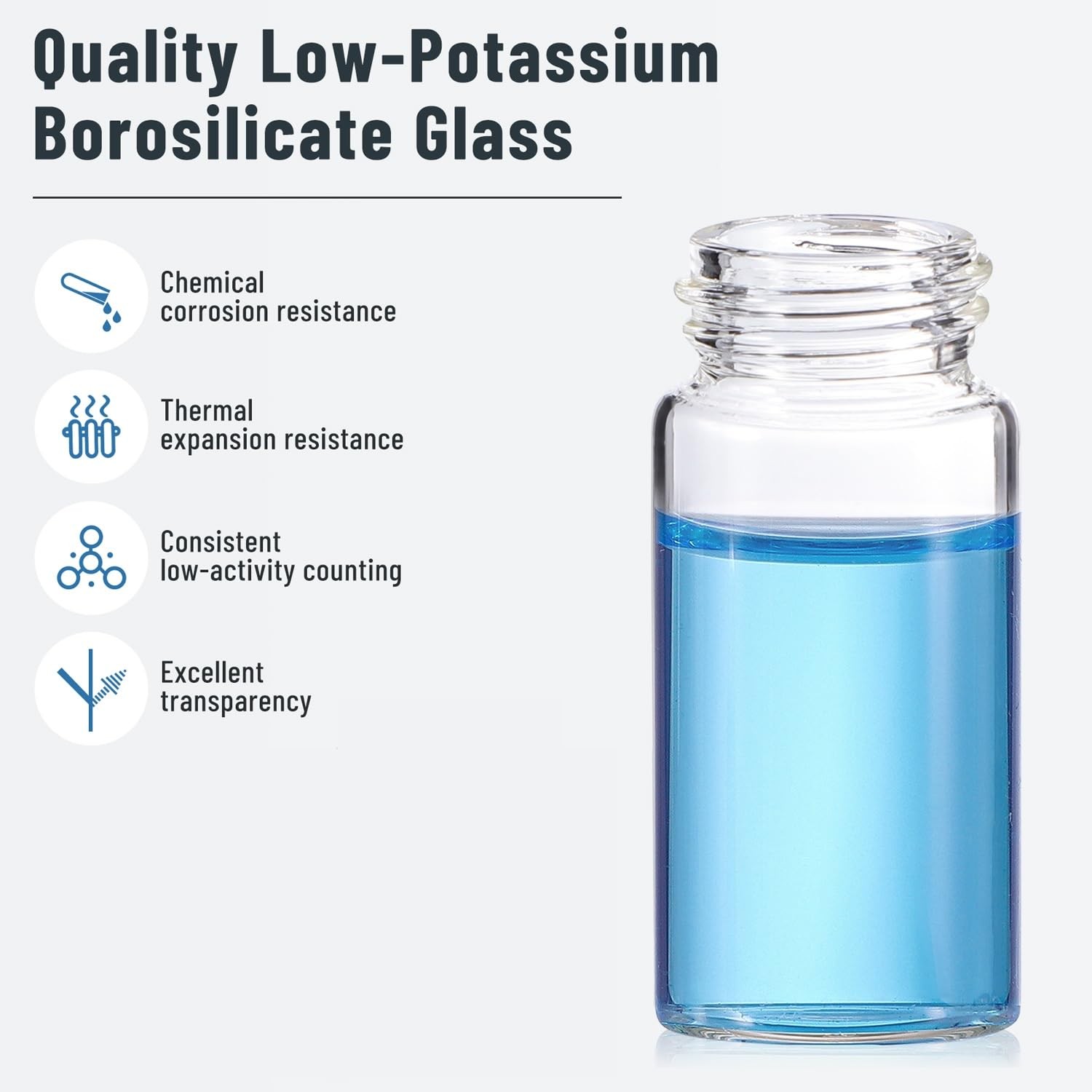 100/500Pcs 20ml Scintillation Vials Transparent Borosilicate Glass Counting Vial