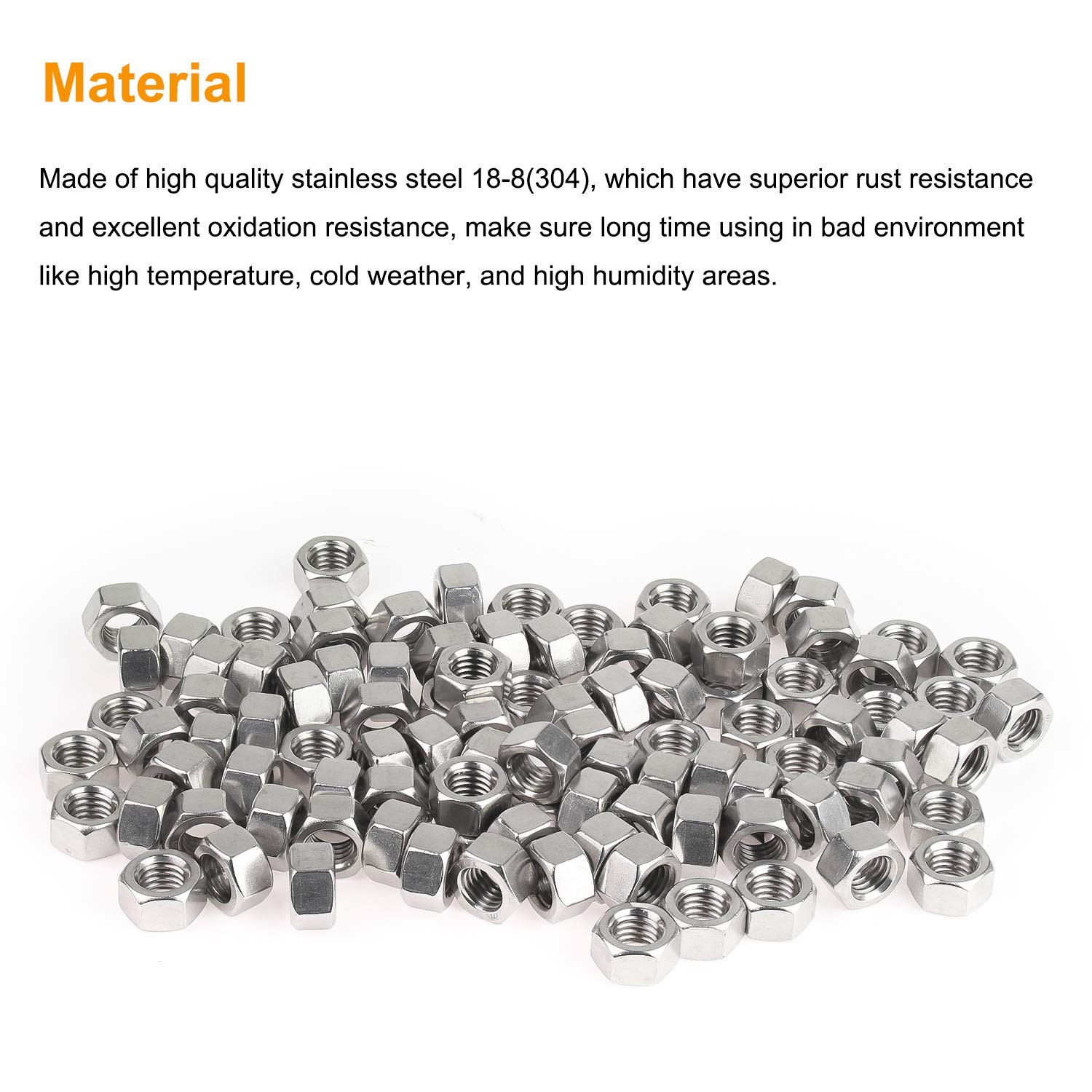 100 PCS 1/213 Stainless Steel Hex Nut 304 188 Hardware Fastener Machine Tool