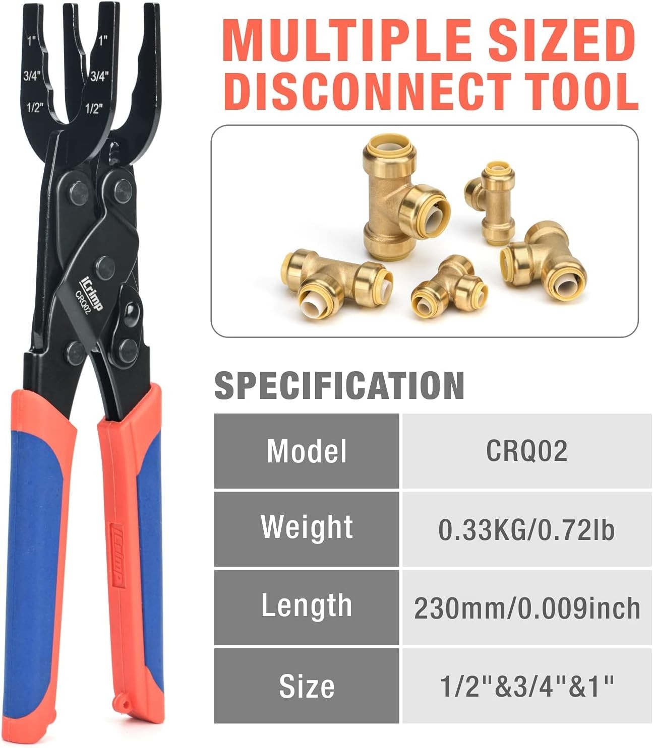 Icrimp Push-Fit Disconnect Tong Tool for Easily Removing Push-To-Connect Fitting
