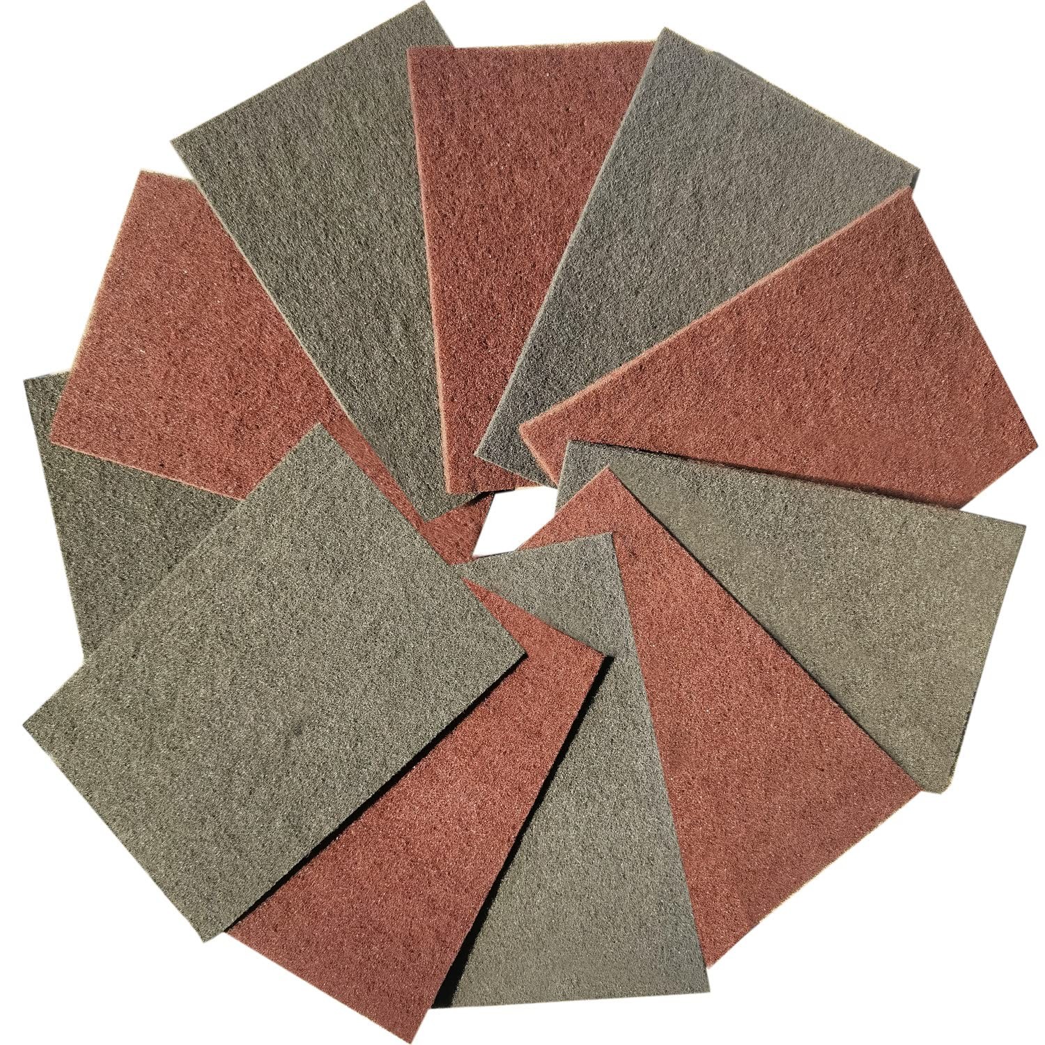 Premium 10 Pack 6″ x 9″ General Purpose Scuff Pads 6 x 9 inches, Brown + Grey