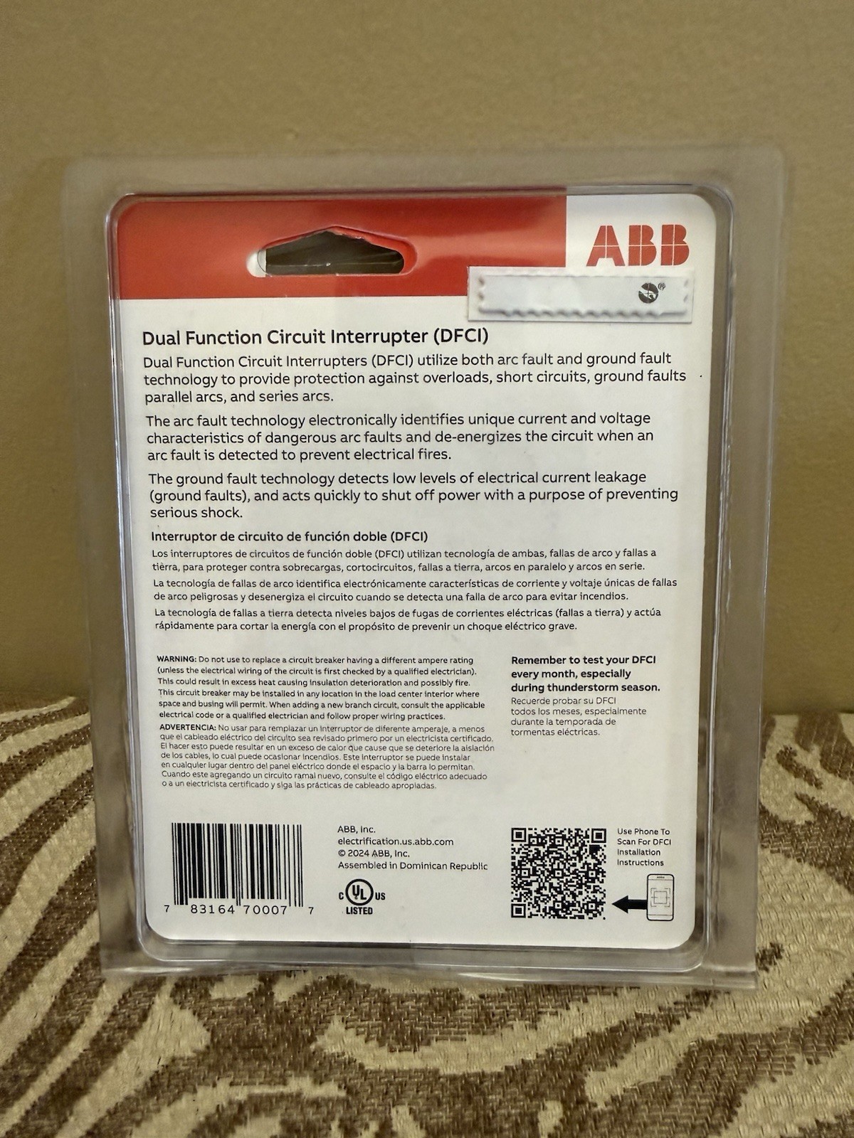 ABB 15 Amp Single-Pole Dual Function Arc Fault/GFCI Breaker (THQL1115DFA)