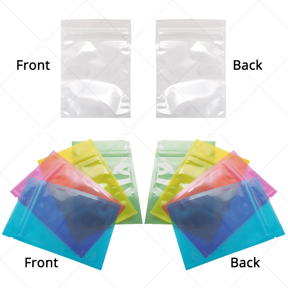 Assorted Sizes & Colors Glossy Flat-Lying Plastic Mylar Zip Lock Pouch Bag
