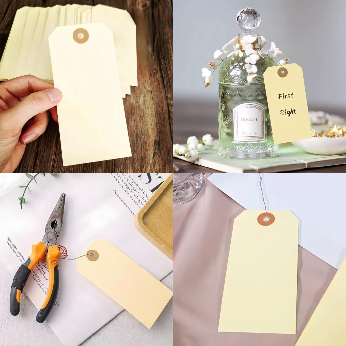 Blank Shipping Tags with Wire – 120 PCS 4 3/4″ X 2 3/8″ Manila Hang Tags for Inv