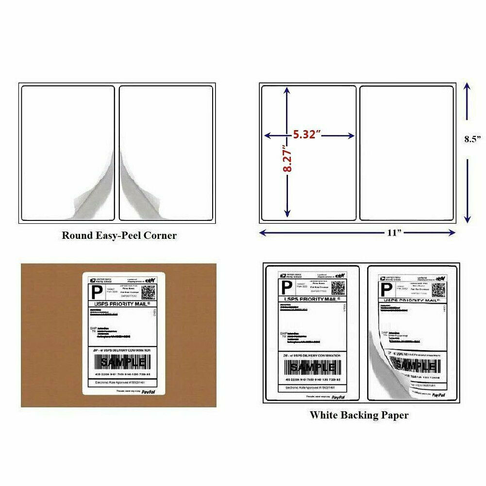 300 Round Corner 8.5×5.5 Premium Laser Mailing Shipping Labels For Laser ink