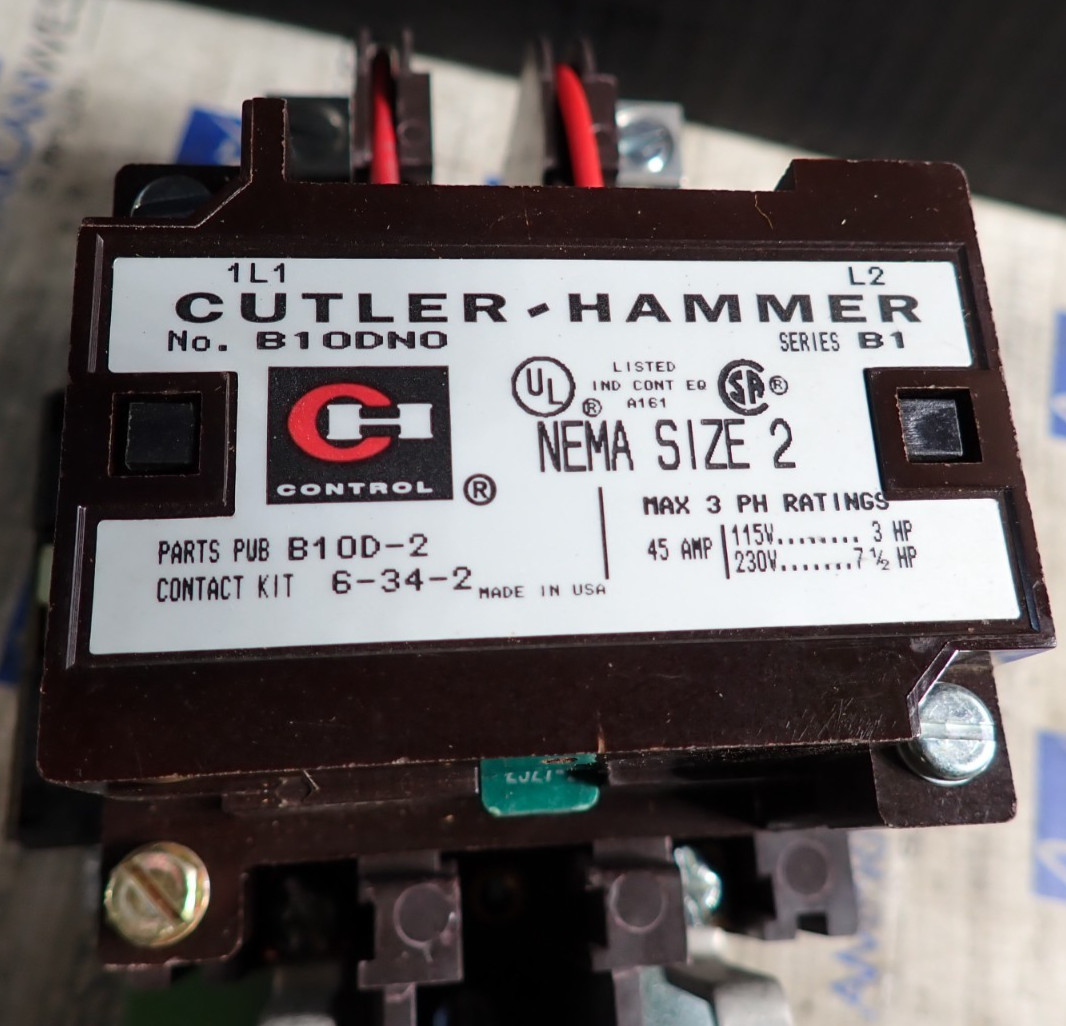 New Cutler Hammer B10DN0FB Ser B1 Single Phase Size 2 Starter 120/240 Volt Coil