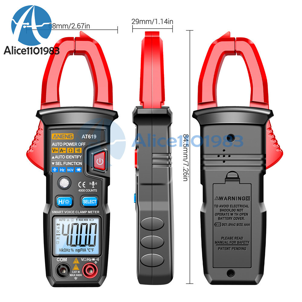 ANENG AT619 Digital Voice Broadcast Multimeter Professional AC DC Clamp Meter