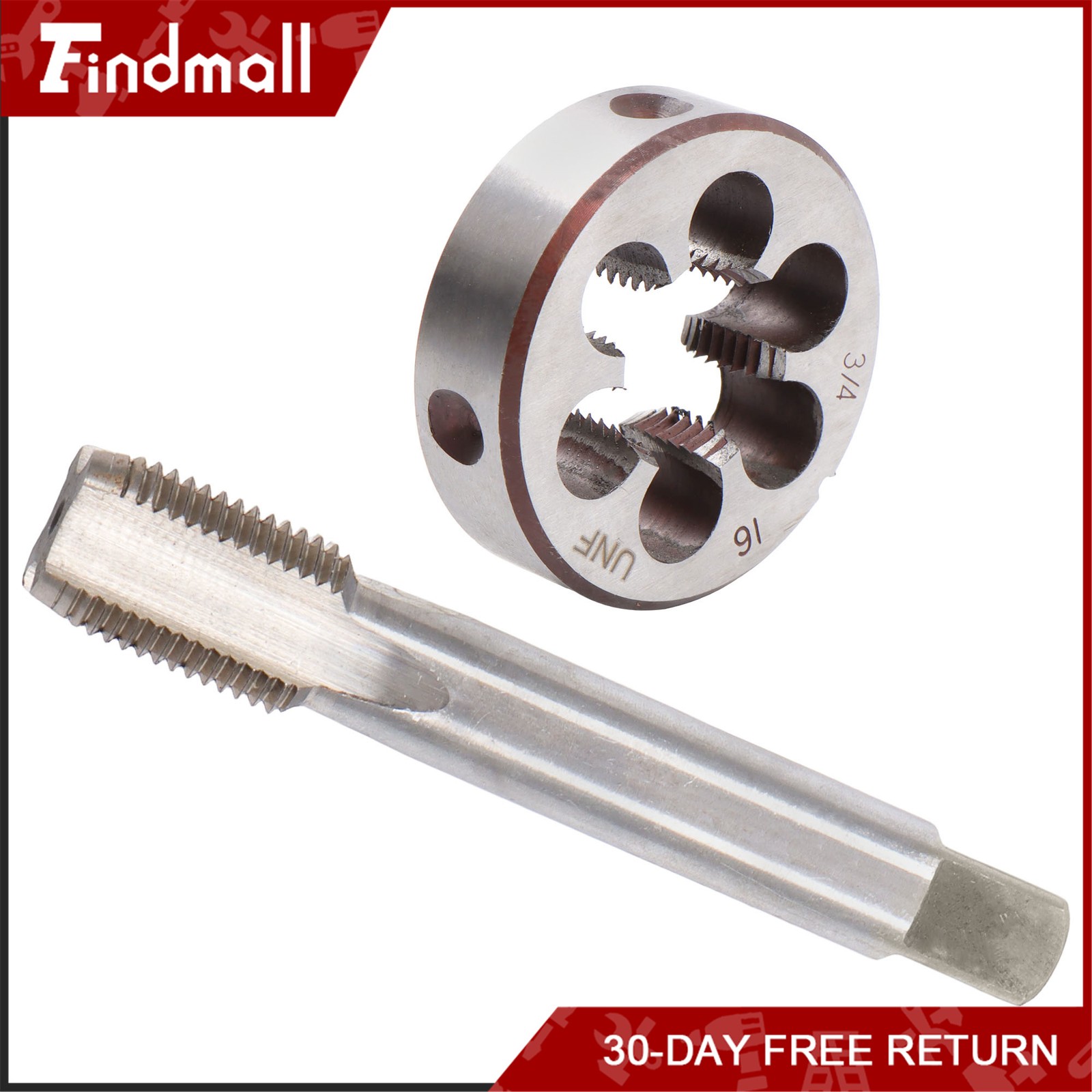 Findmall 3/4″-16 UNF Tap and Die Set Right Hand HSS Threading Gunsmithing 3/4×16