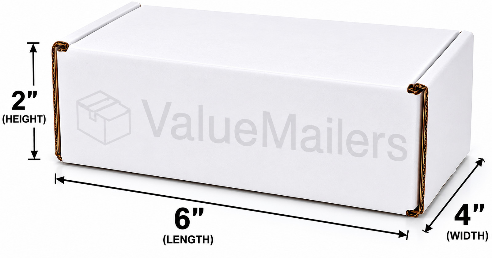250 – 6 x 4 x 2 White Corrugated Shipping Mailer Packing Box Boxes