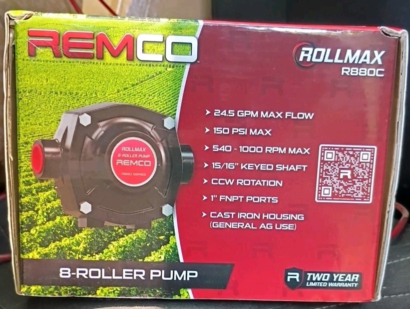 Remco Water Pump. Rollmax R880c 150psi Max 24.5 GPM CCW Rot 540-1000 Rpm