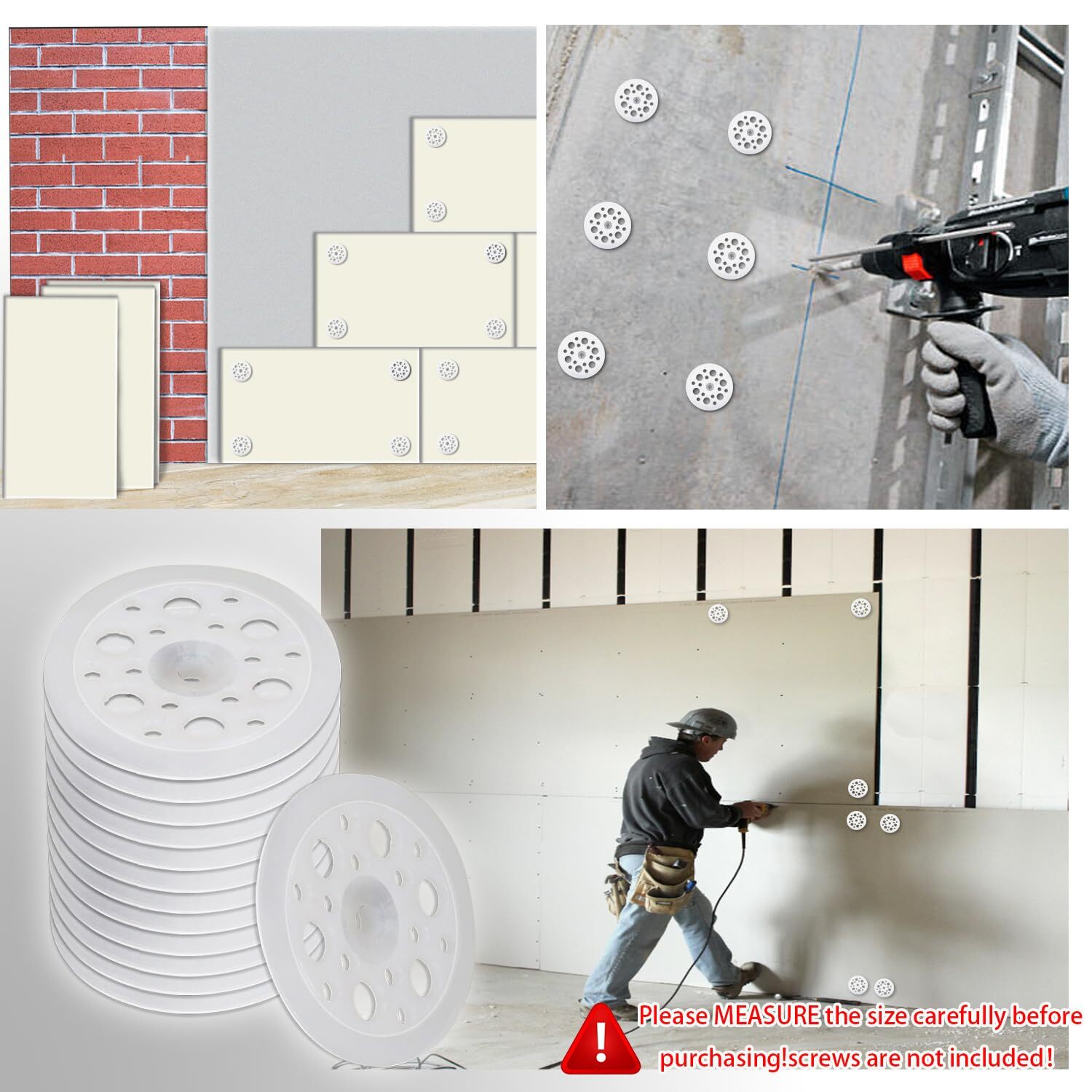 600 Pcs 45 mm White Plastic Washer Foam Board Fasteners and Load Spreading Po…