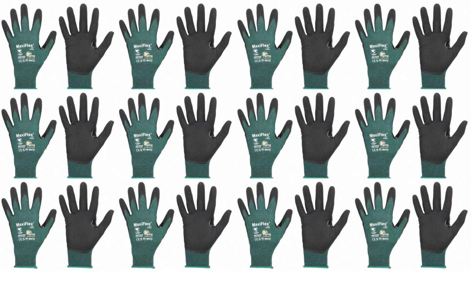 12- MaxiFlex 34-8743 Micro Foam Nitrile Coated ANSI A2 Cut Resistant Work Gloves
