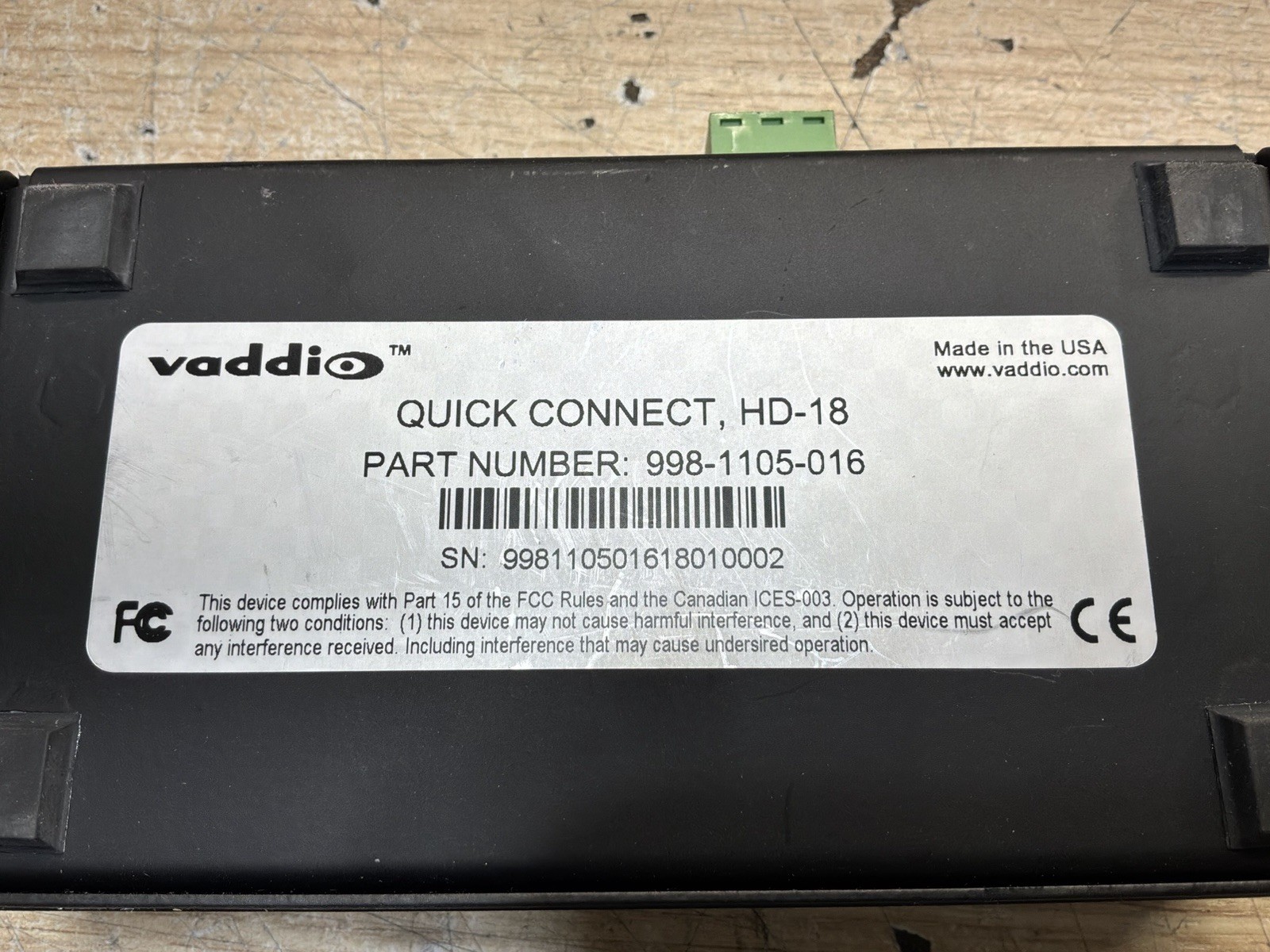 12 Vaddio 998-1105-016 Quick-Connect SR-Short Range Video Interface /JUA3559