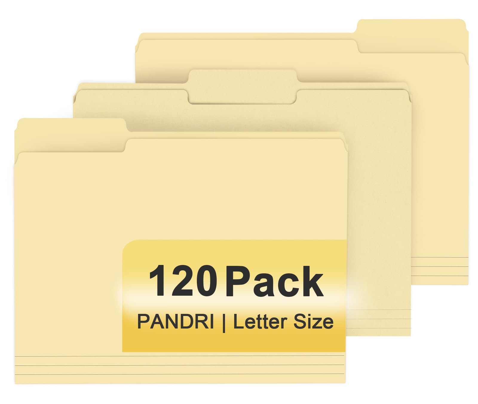 Letter Size Manila File Folders 100 Pack Heavy Duty 1/3 Cut Tab