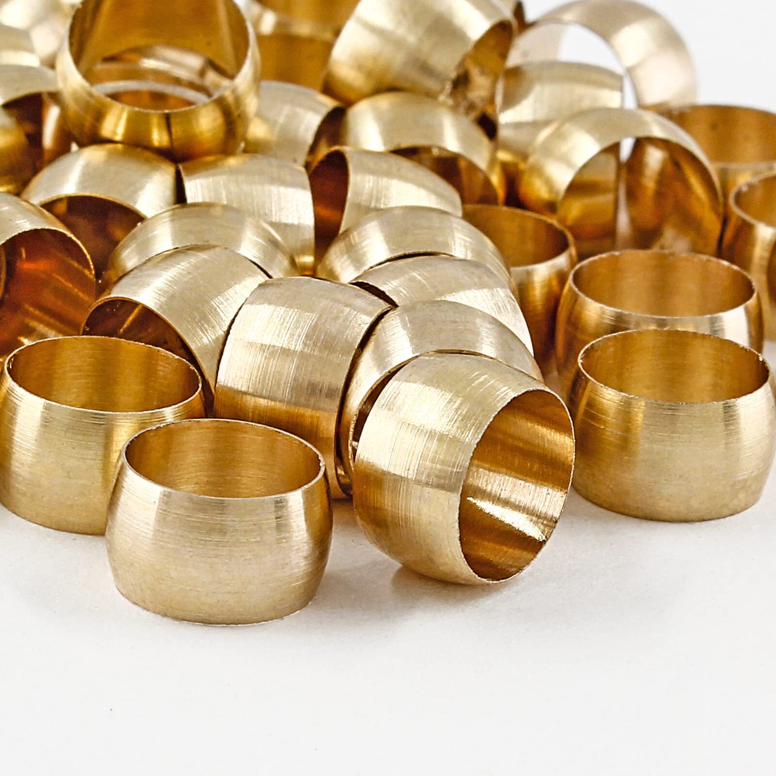50 Pack 3/8Inch Tube OD Brass Compression Sleeves Ferrules Fitting for Air Water