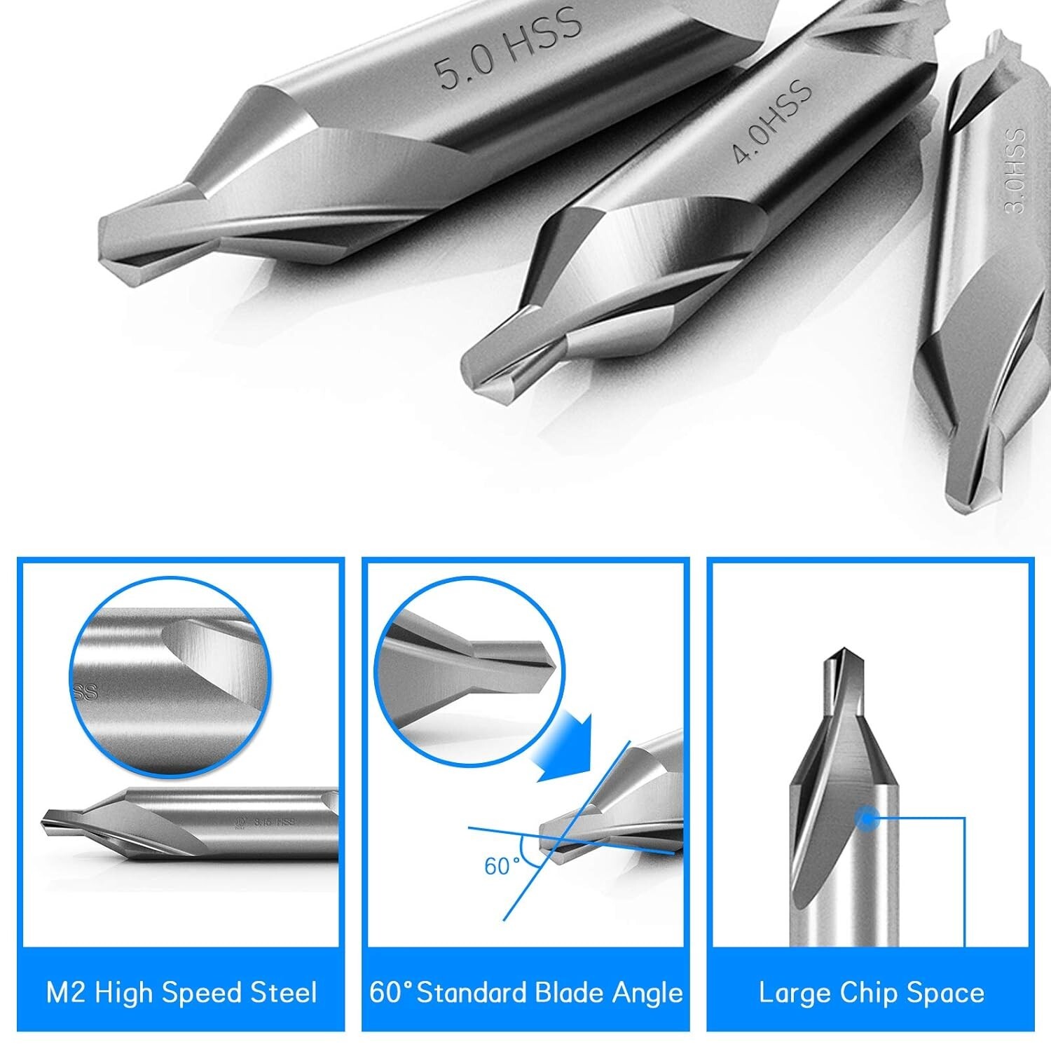 5 Pc Set NC Spotting Drill 8% Cobalt HSS 1/8 to 1/2″ 90 Degree CNC Machine