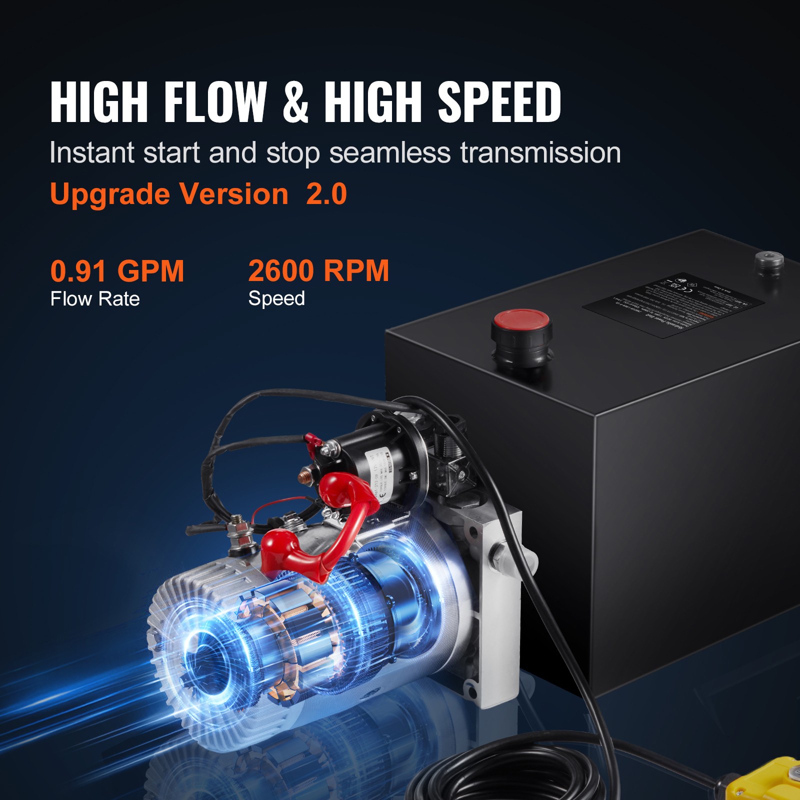 VEVOR Hydraulic Pump 12 Quart Single Acting Dump Trailer Pump Power Unit DC 12V