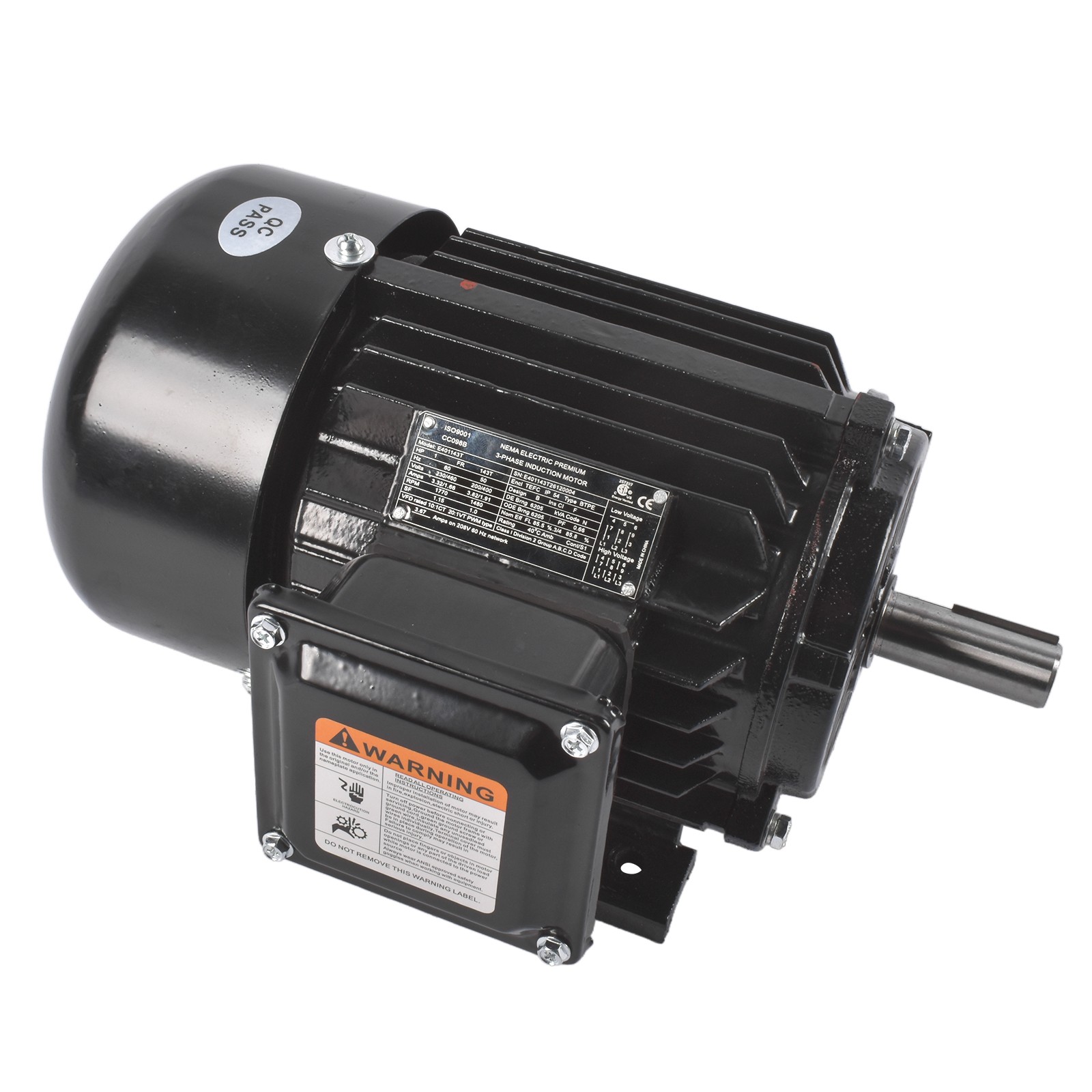 PEWWE118143T Black Industrial Compressor Motor Replacement for TEFC IP55 1800RPM