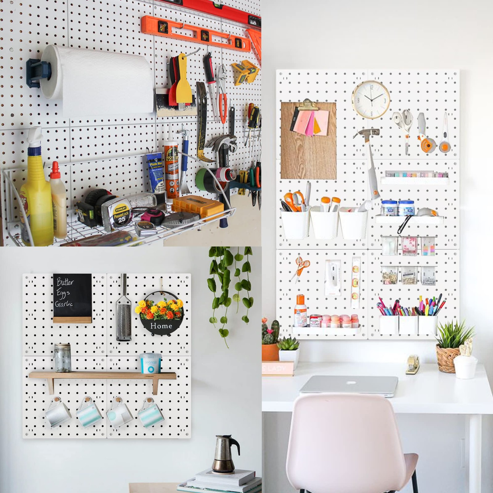 LANSI 6 PCS White ABS Peg Board Organizer Panel