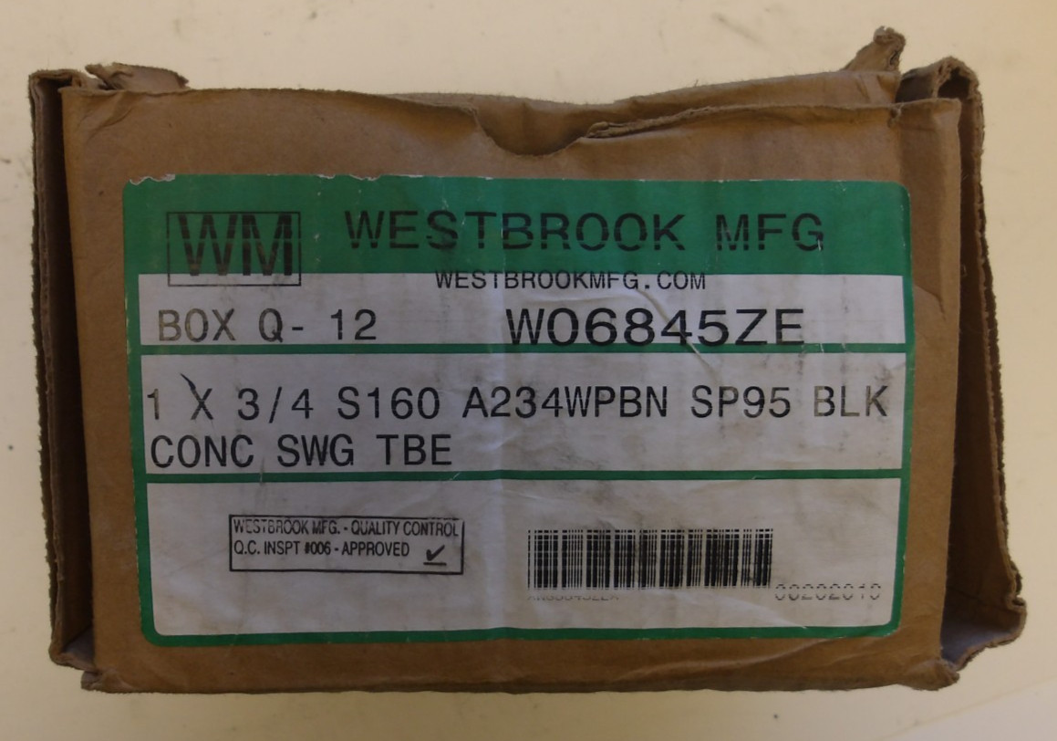 WESTBROOK P/N: A234WPBN 1 X 3/4″ S160 CONC SWG TBE BOX OF 12 CARBON STEEL SWAGE