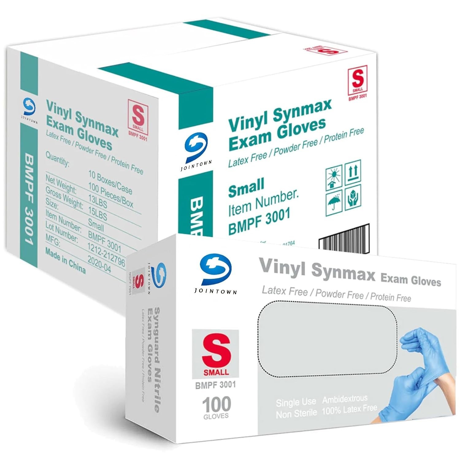 Basic Medical Synmax Vinyl Exam Gloves Latex-Free & Powder-Free Large