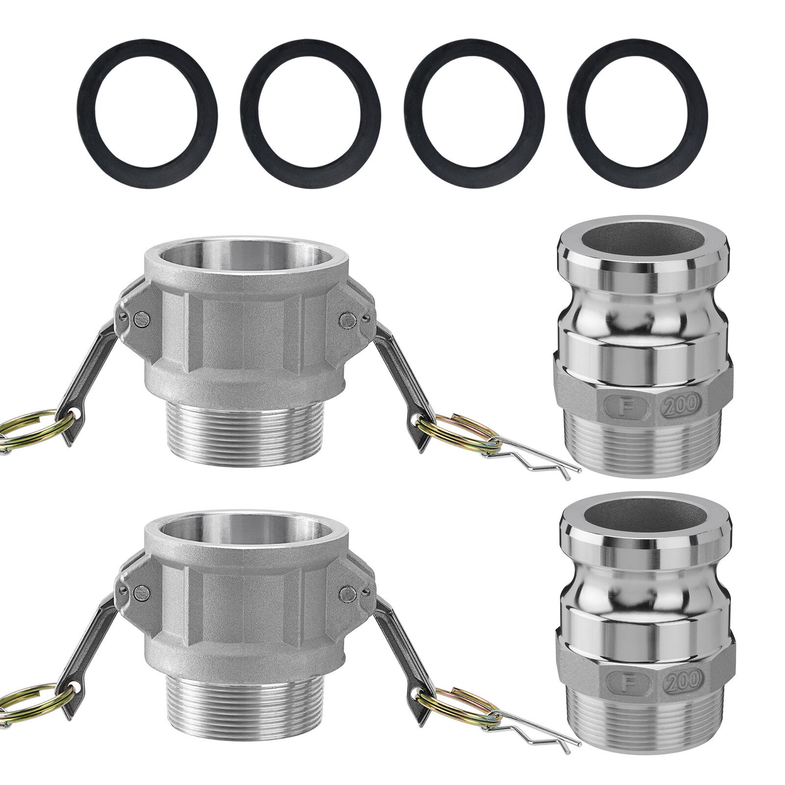 2 Pack Aluminum Camlock Fittings Type B & Type F Cam and Groove Hose Fittings A+