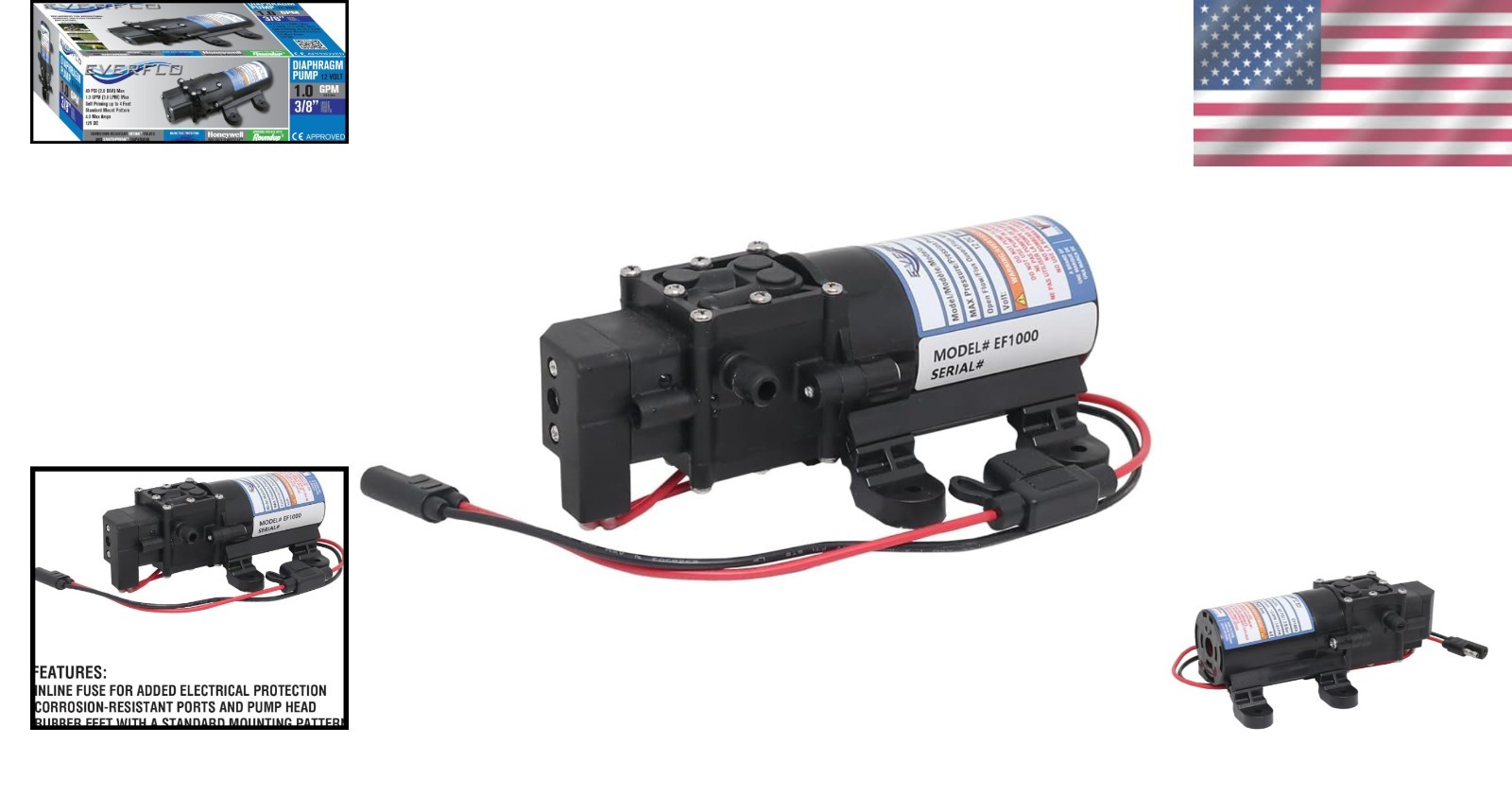 12V Sprayer Pump, 1.0 Gpm, Chemical Resistant Free USA Shipping-