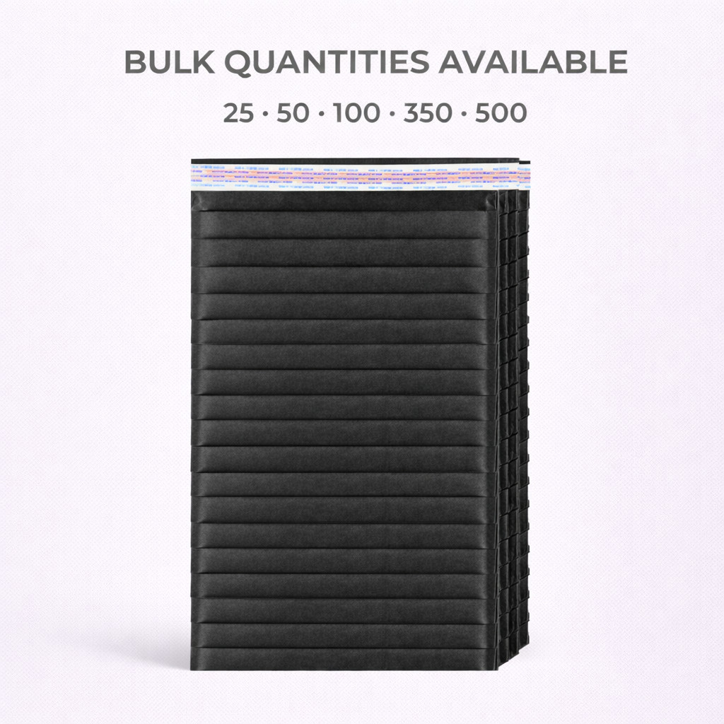 Kraft-Air Black Kraft Paper Bubble Mailers 6.5×10 (Inside 6.5×9) Peel & Seal
