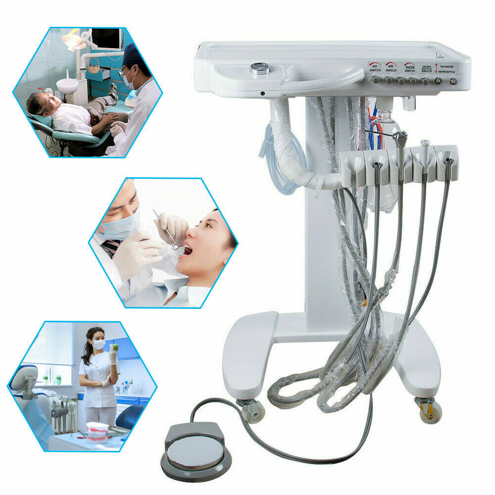 Portable Mobile Dental Delivery Unit System Cart Treatment Compressor 4-Hole USA