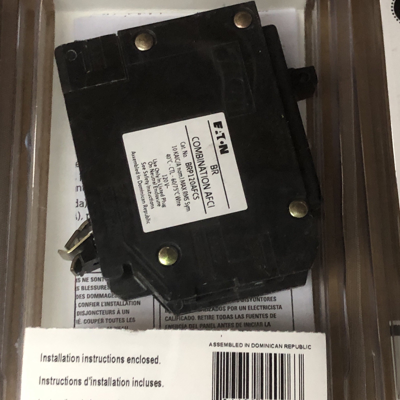 Eaton 20-amp 1-Pole Afci Plug-on Neutral Circuit Breaker BRP120AFCS 2-Pack New