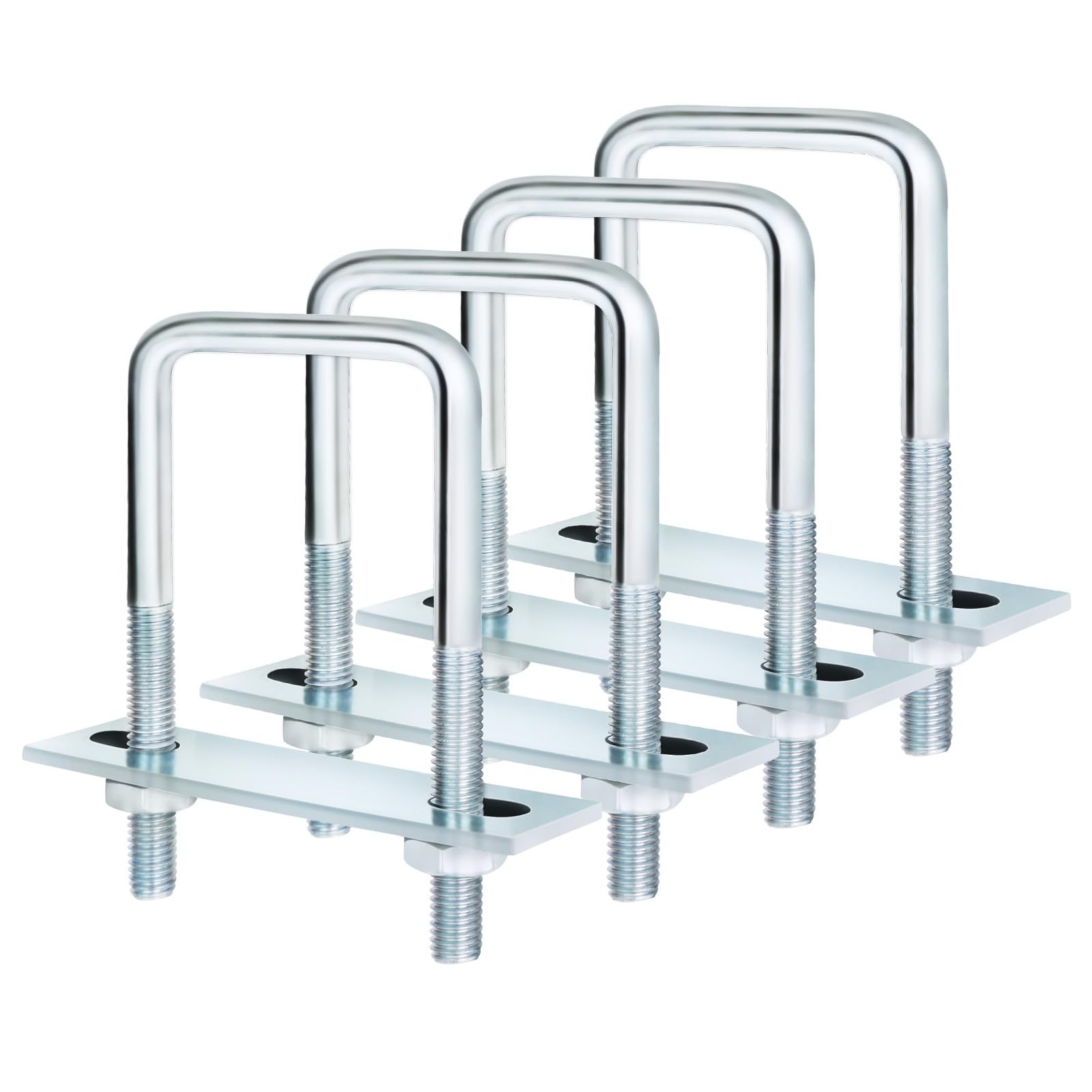 4 Sets M8x25x90mm Square U Bolt, 1 Inner Width, 3.54 Length, Zinc, Plate