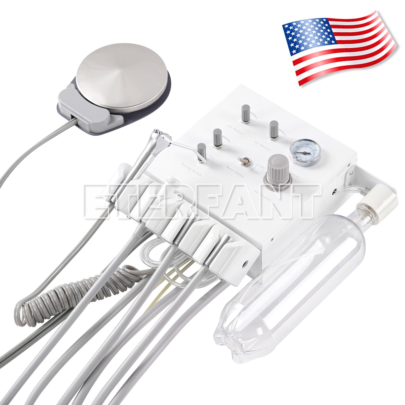 Portable Dental Turbine Unit 4 Hole with Weak Suction Work with Air Compressor