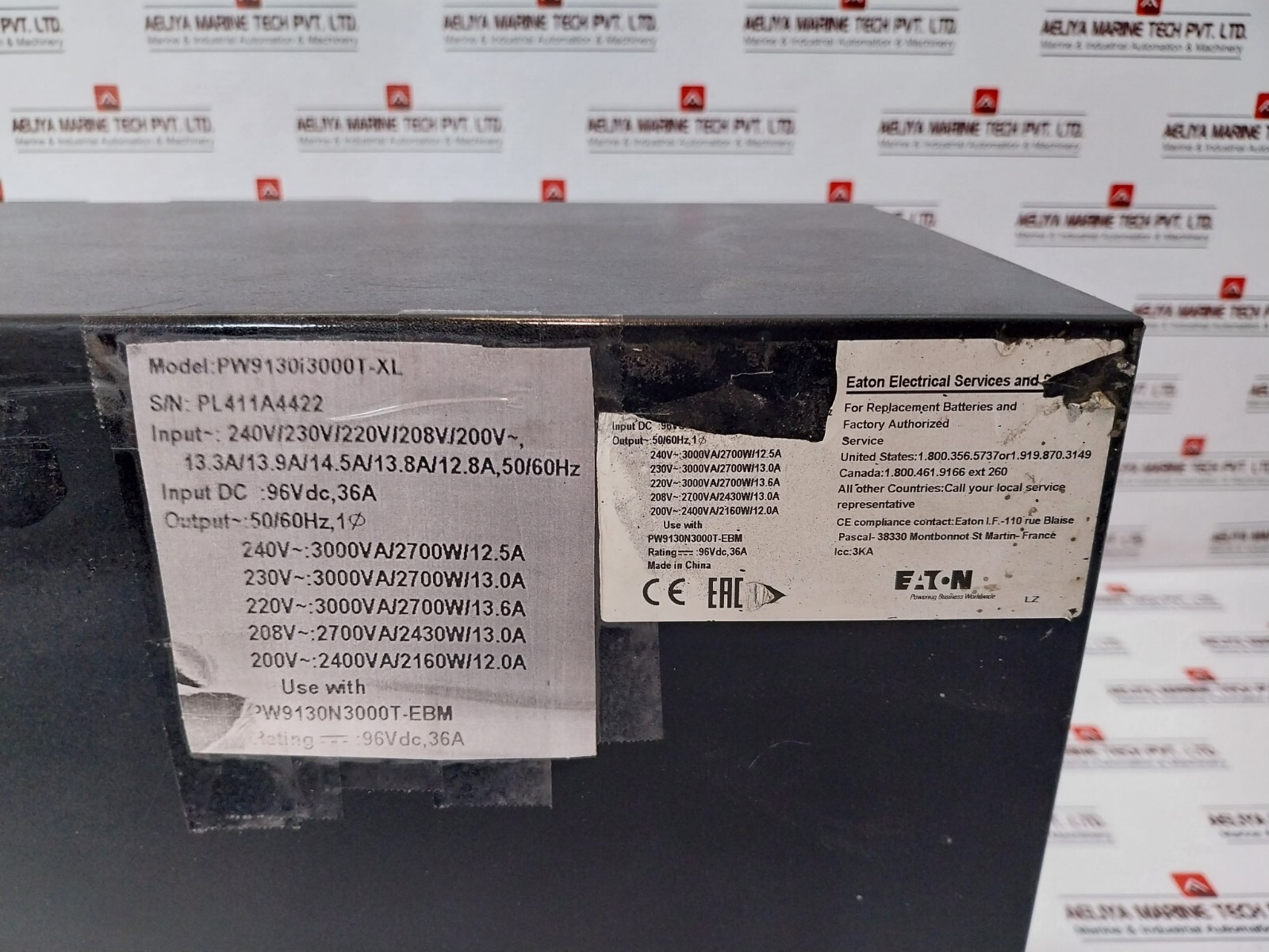 Eaton PW9130I3000T-XL UPS System 9130 36A 96Vdc 1 ø 50/60Hz FW: 1.30
