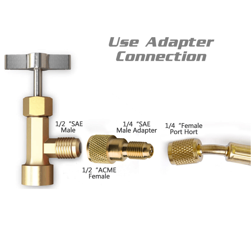 Brass Adapter 1/4″ Male to 1/2″ ACME Female AC Charging Hose to Air Conditioner