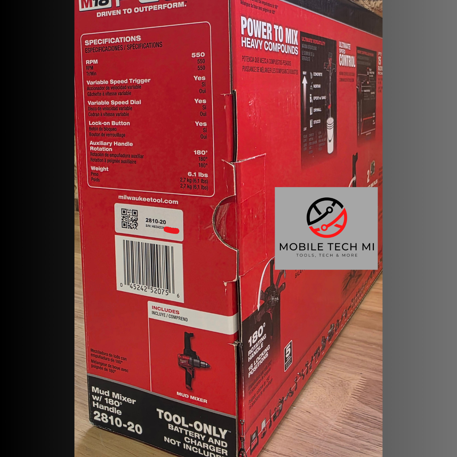 Milwaukee M18 FUEL 2810-20 Mud Mixer with 180° Handle – Brand New – Tool Only