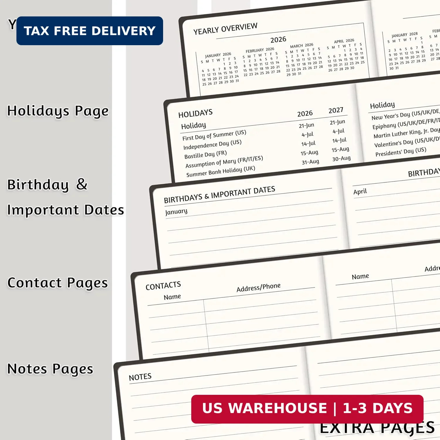2026-2029 Pocket Monthly Planner, 3 Year Calendar 2026-2029, 6.2» x 3.6» x 0.6